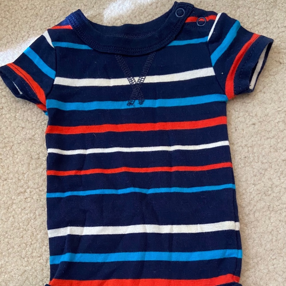 Red, white, and blue onesie